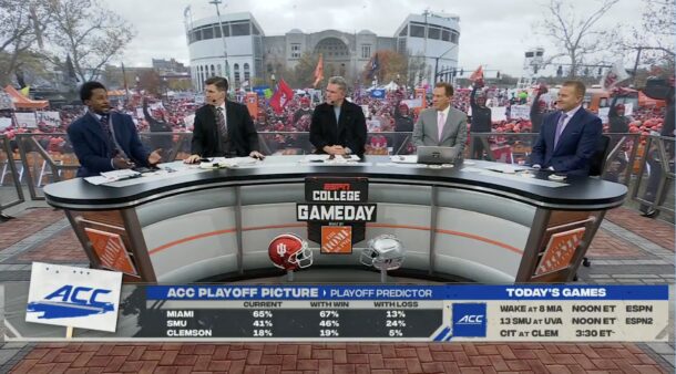 College GameDay crew live from Columbus, Ohio, ahead of a game between No. 5 Indiana and No. 2 Ohio State.